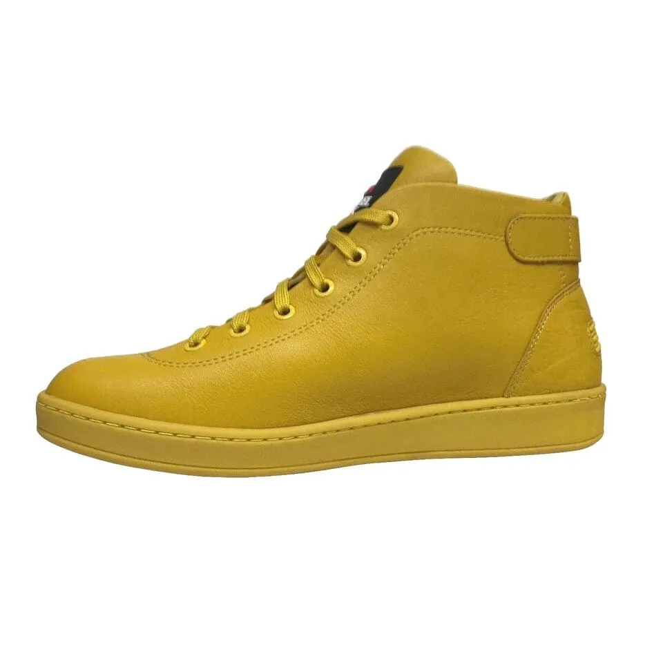 Travel Fox Men's Yellow Nappa Leather High Top Sneakers 915601-11