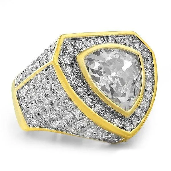 Trillion Custom Gold Bling Bling Ring