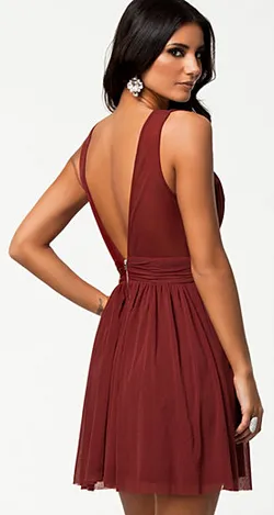 Trim Cross Front Dress Red