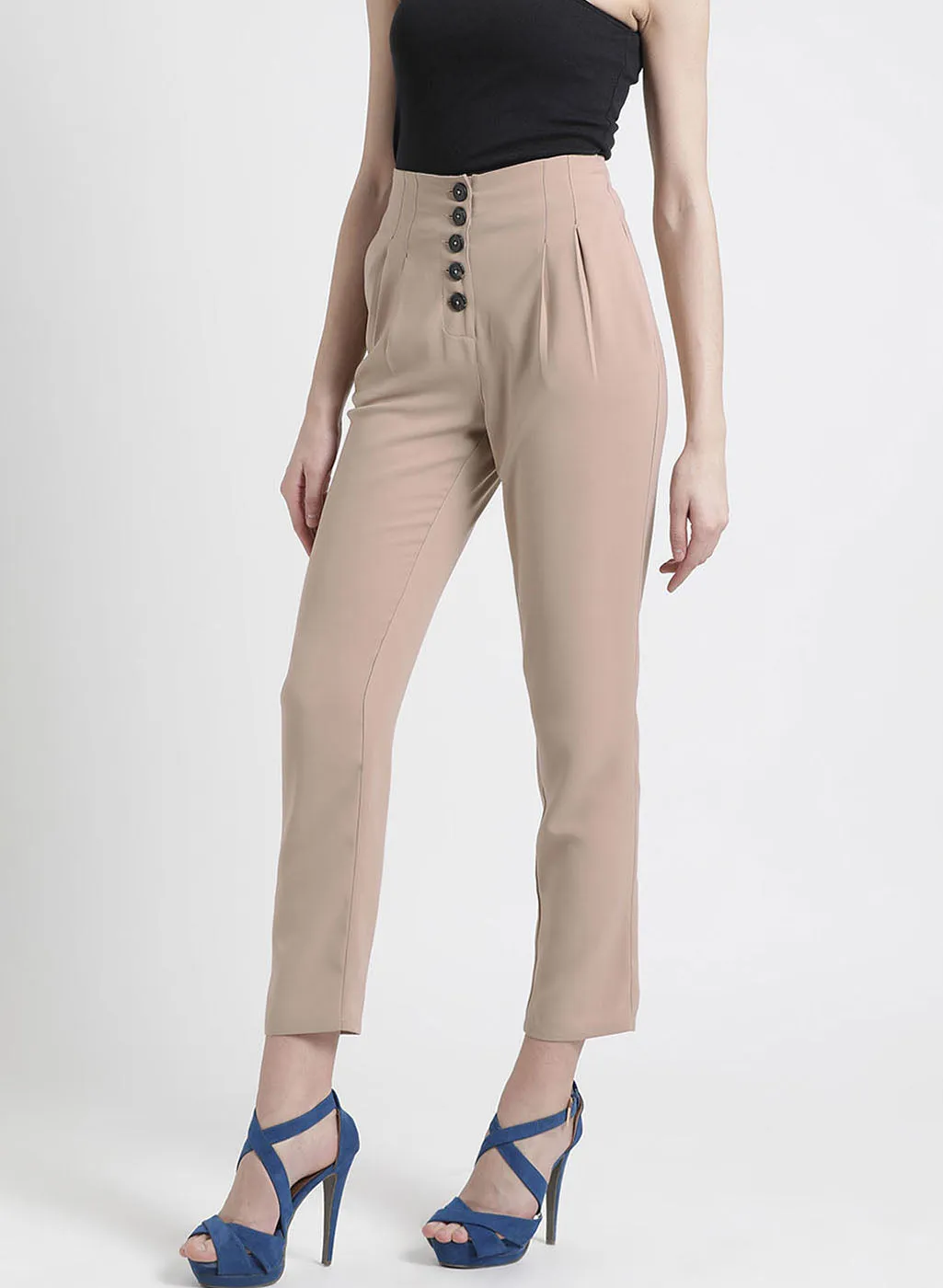 Trouser With Button Detailing In Front