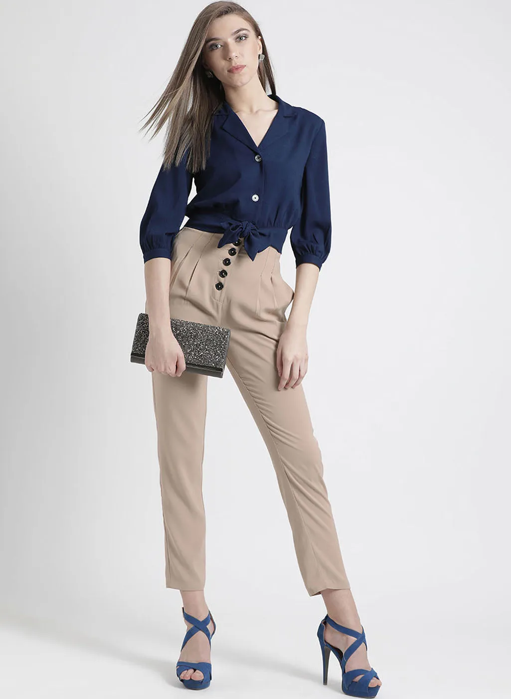 Trouser With Button Detailing In Front