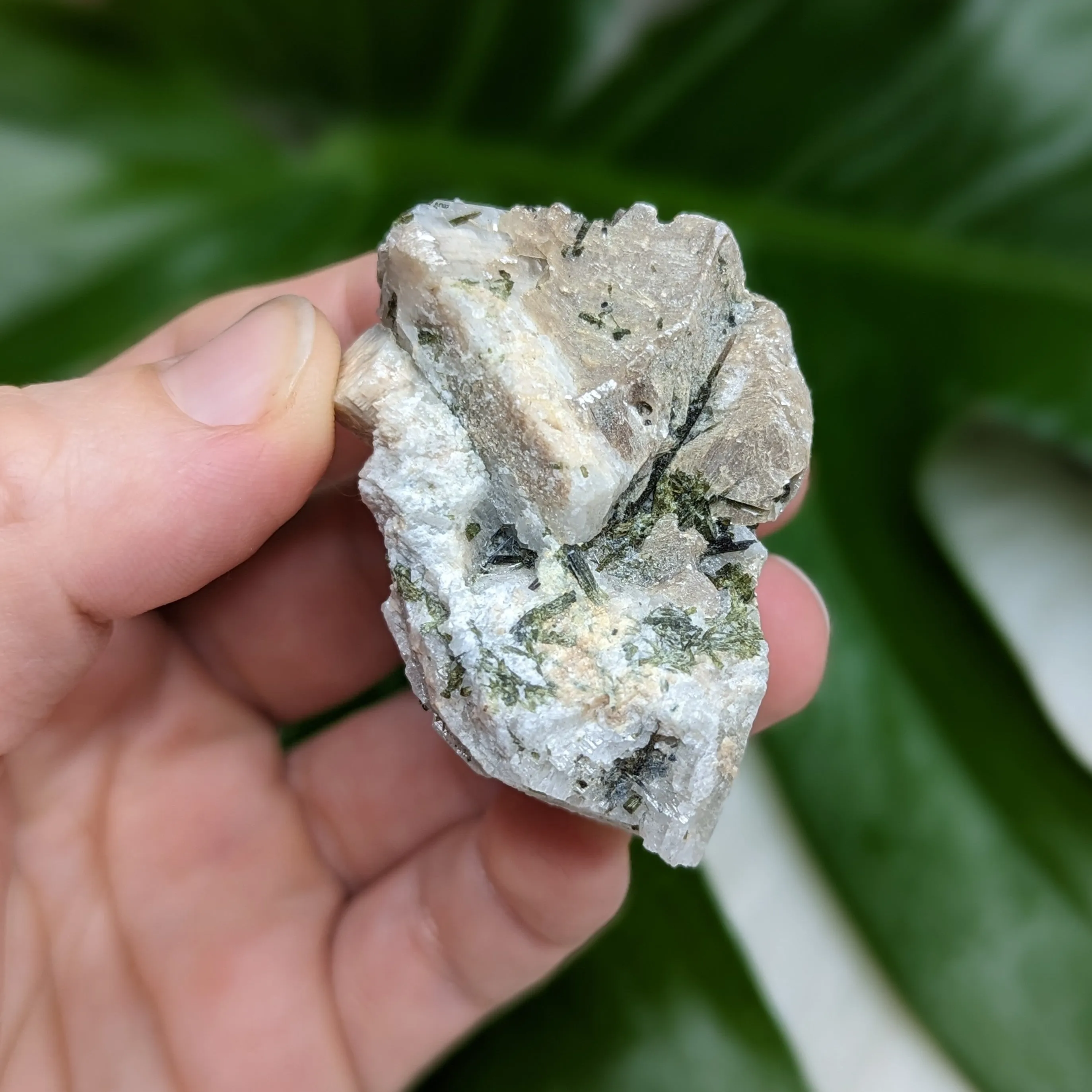 Unique Green Tourmaline in Matrix ~ Mica Glow