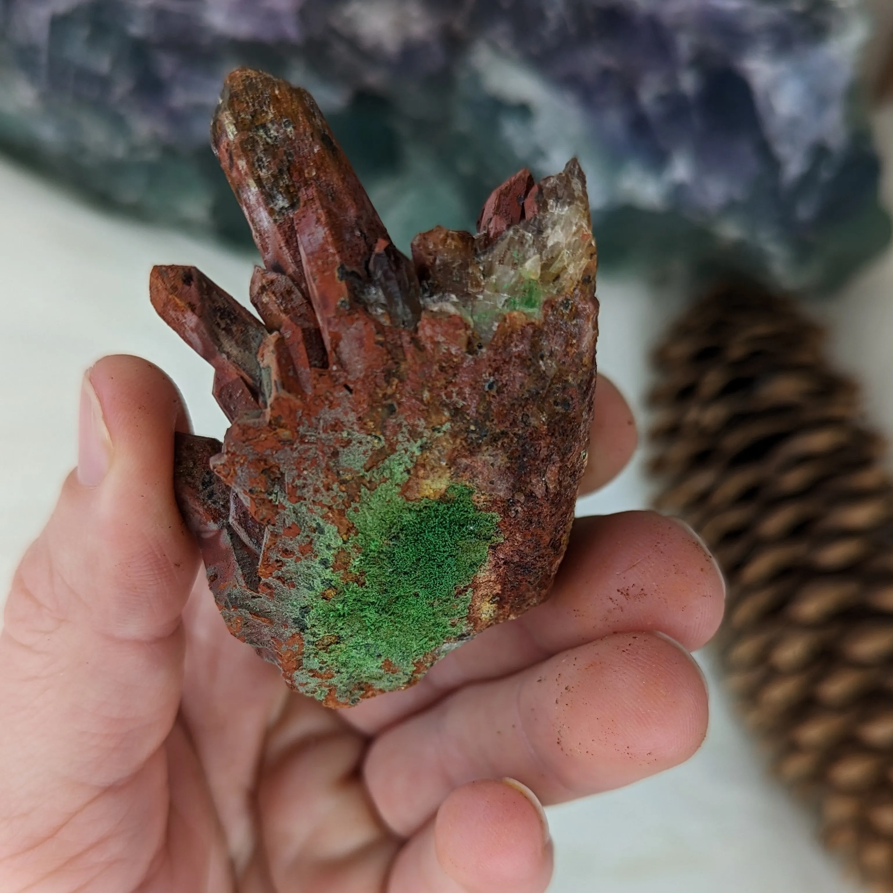 Very Unique Hematoid Quartz Cluster from Madagascar~ Fire Quartz for Chakra Balancing