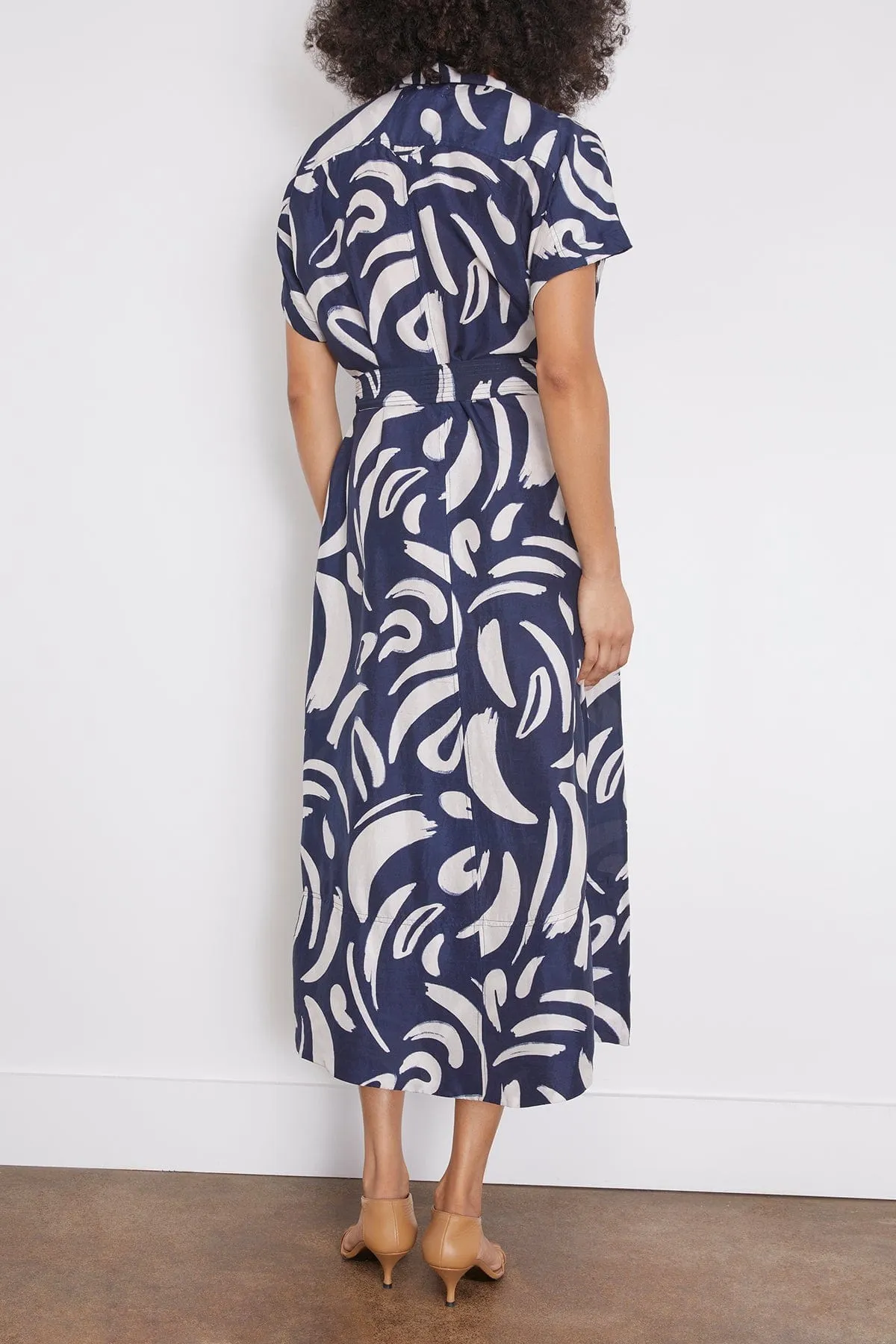 Vincenza Wrap Maxi in Navy Abstract Brushes