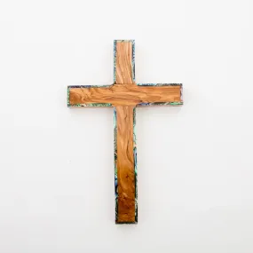 Wall Cross, 8.7 Olive Wood with Mother of Pearl, Holy Land