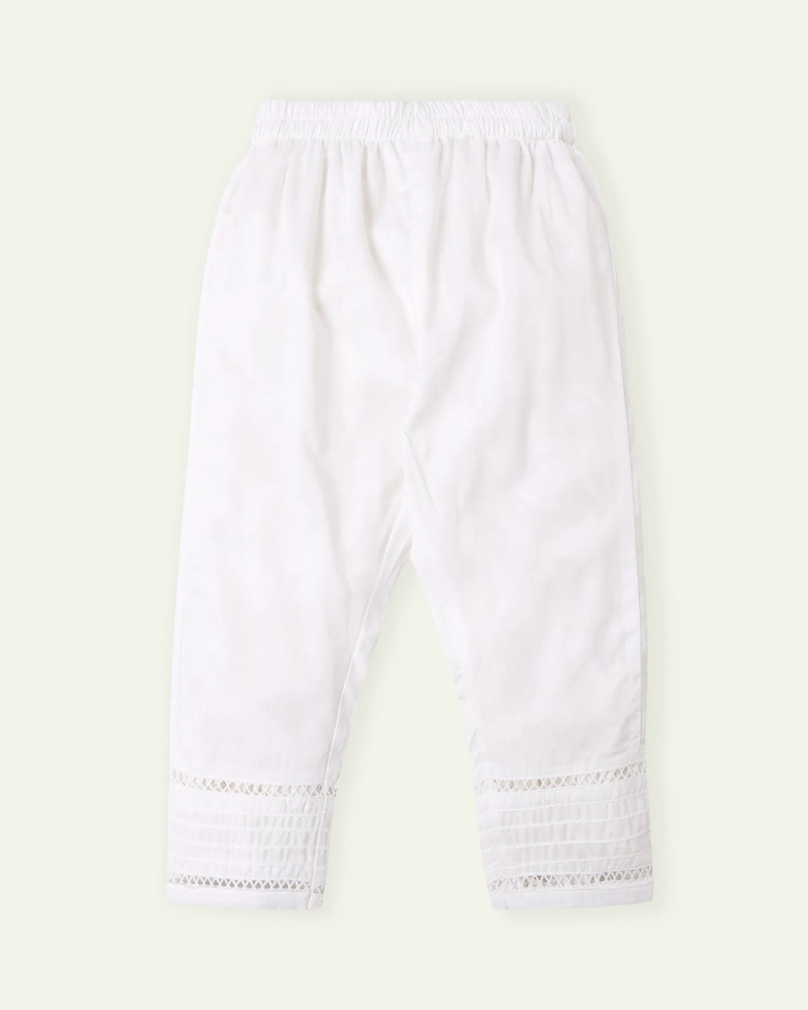 White Pleated Laced Trouser