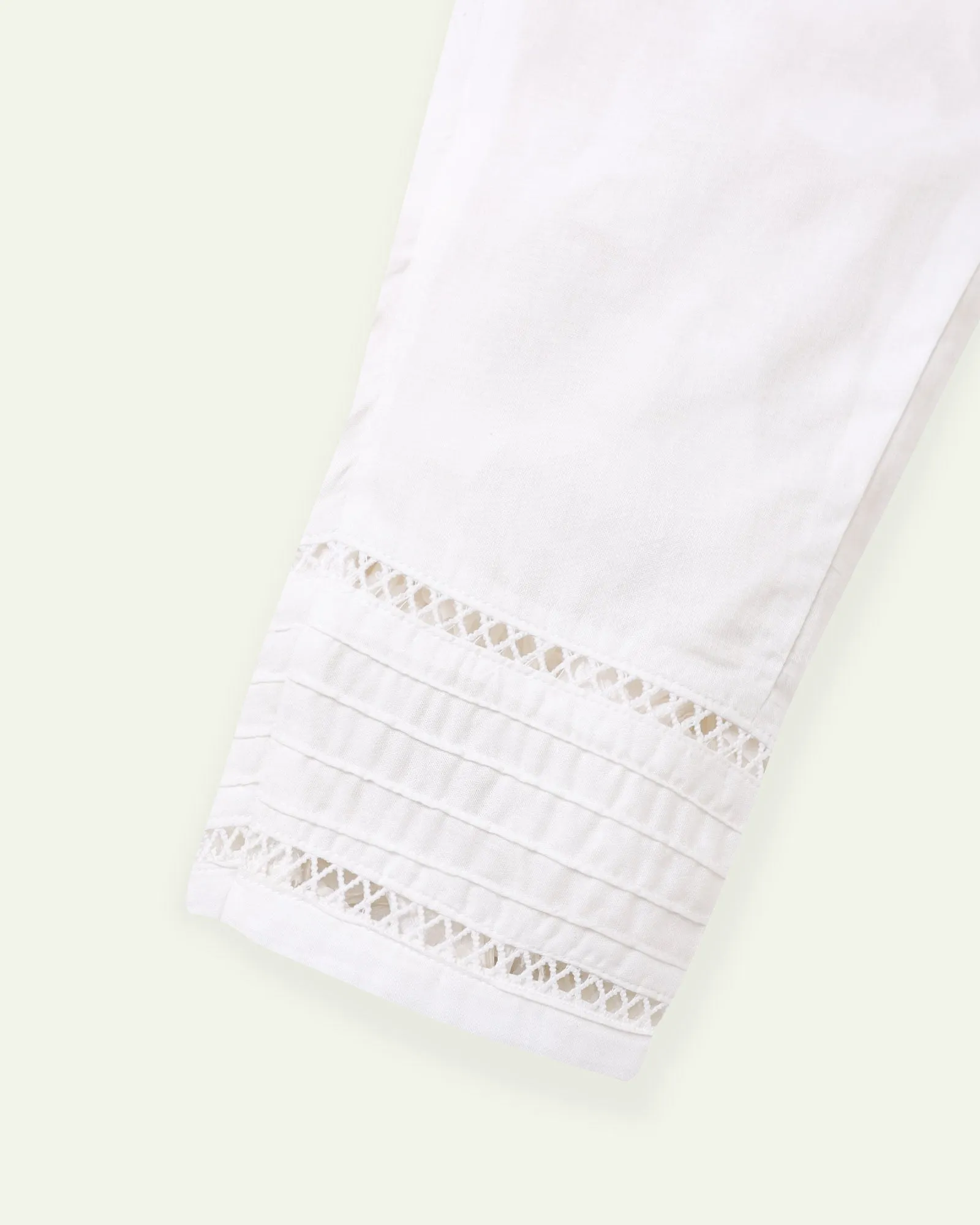 White Pleated Laced Trouser