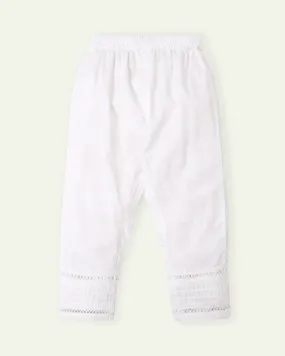 White Pleated Laced Trouser