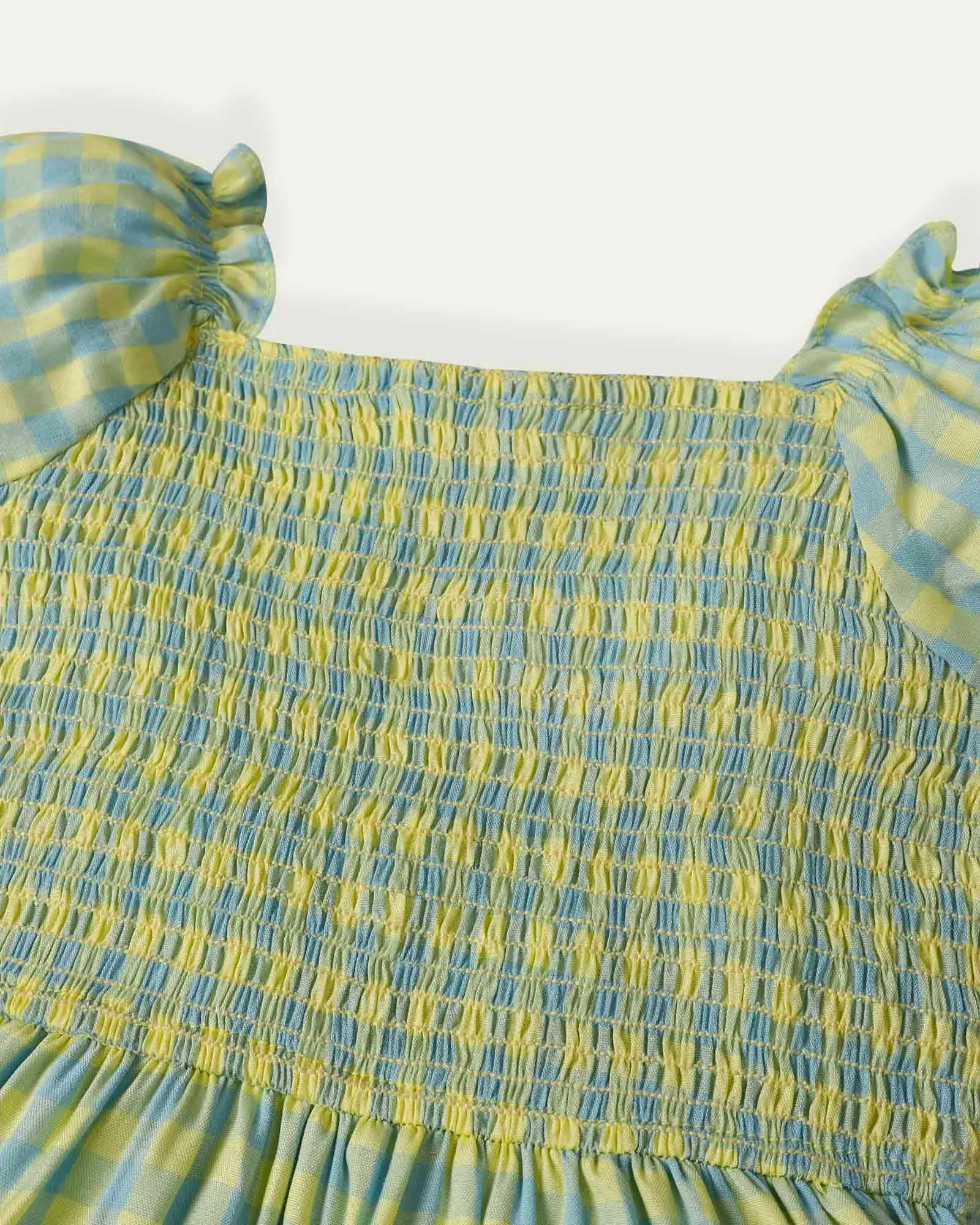 Yellow Smocked Check Dress