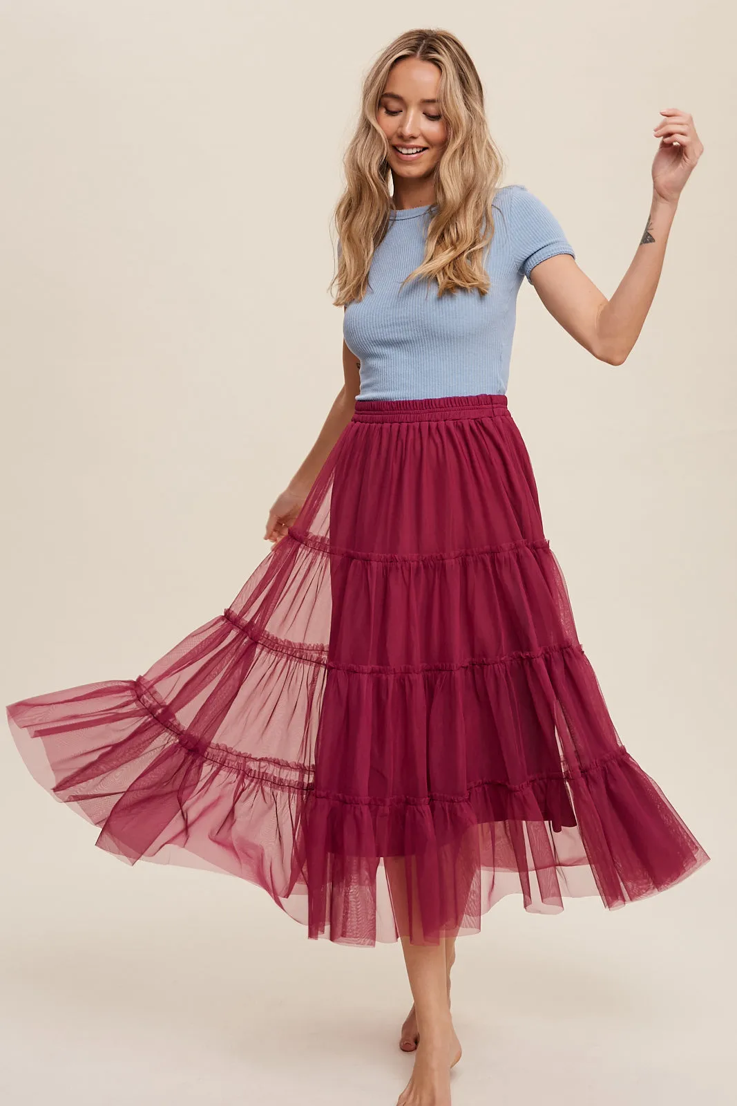 Your Favorite Tiered Mesh Flouncy Skirt